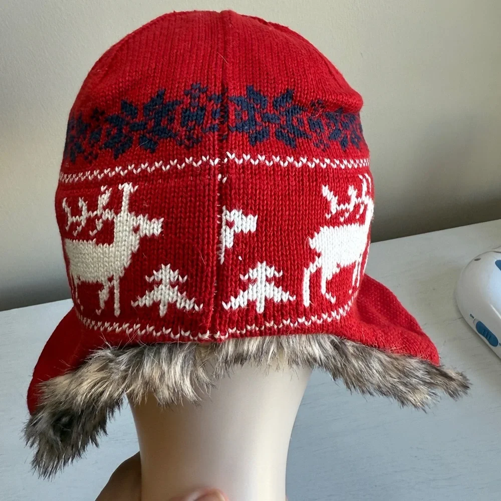 Janie & Jack Fair Isle Trapper Hat Faux Fur Sz 2-3T